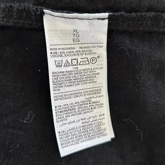 Old Navy Women Black Linen Tie Sundress XL Sleeveless Smocked Back Casual Dress - Picture 6 of 7